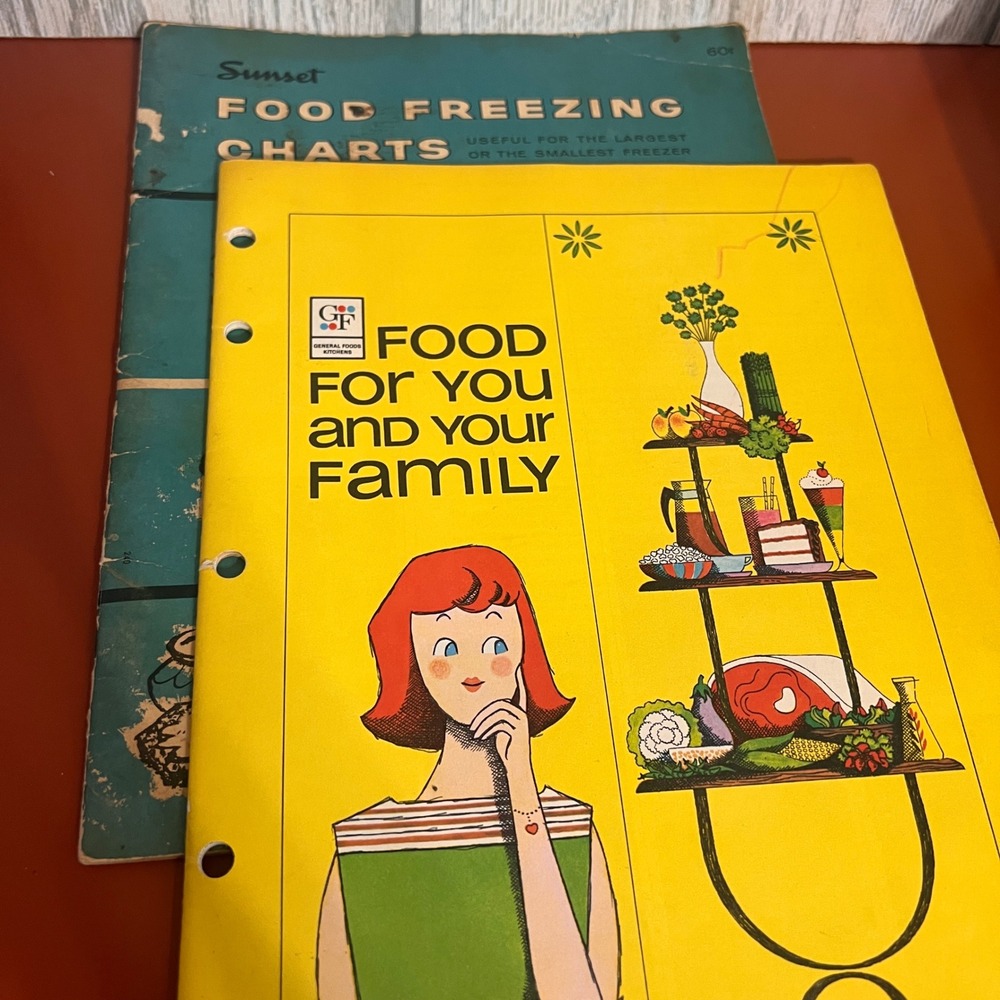 Vintage 1967 General Foods Kitchens Cookbook & Sunset‎ Food Freezing Charts Lot